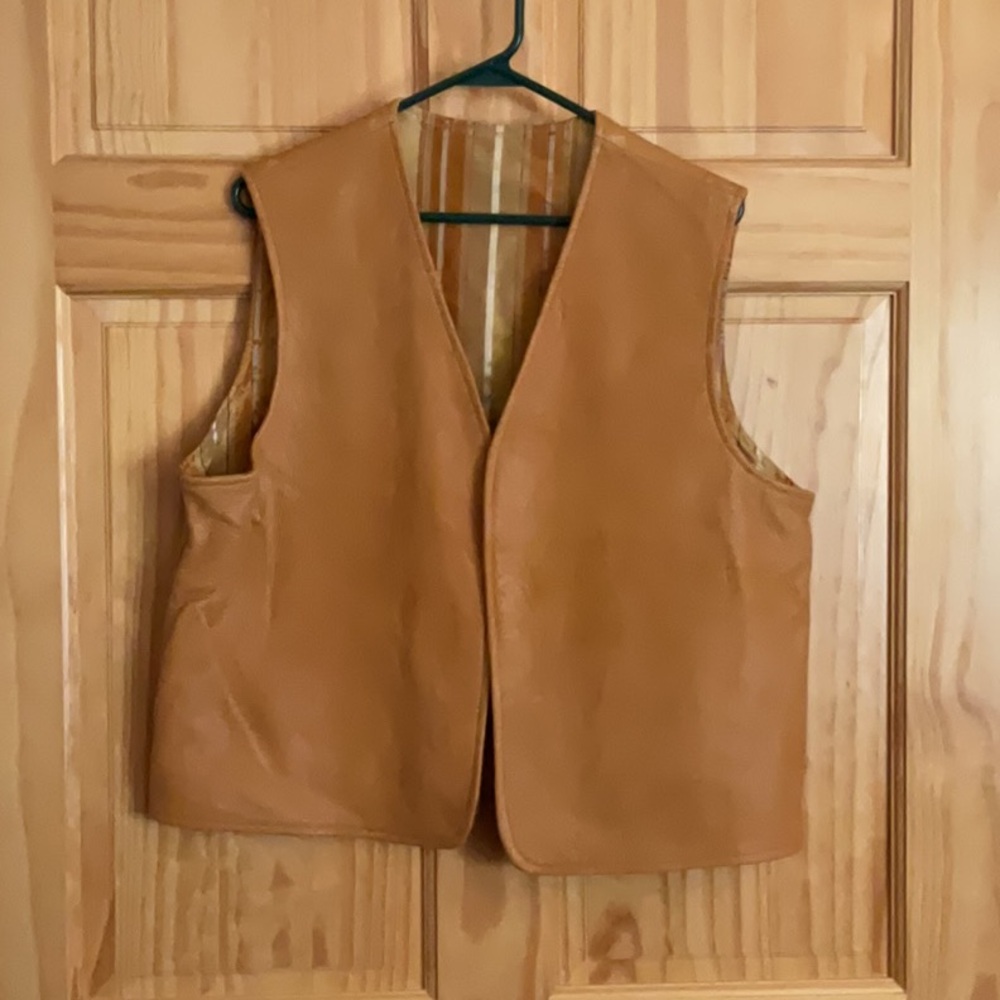 Handmade soft elk hide leather vest, size XL